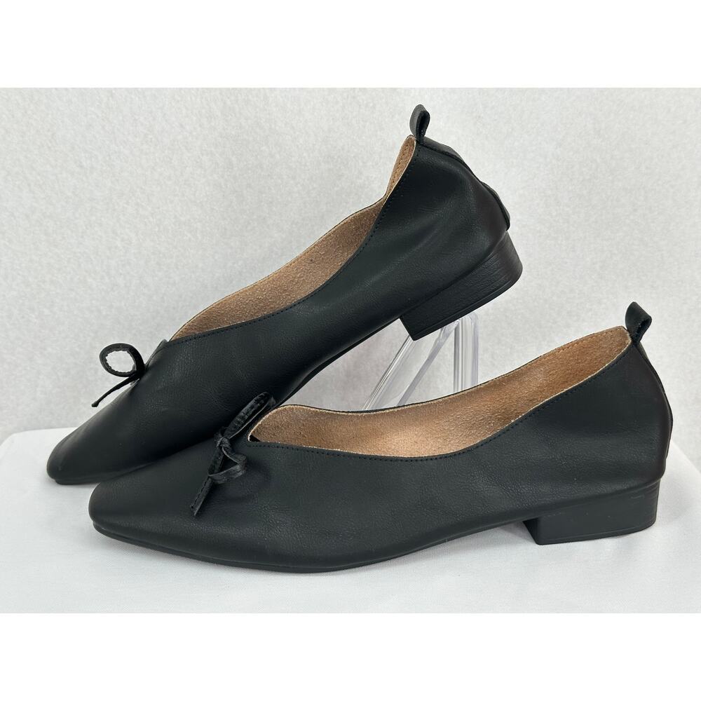Bileinolang NWOT Black Ballet Bow Leather Flats  42 - Picture 3 of 9